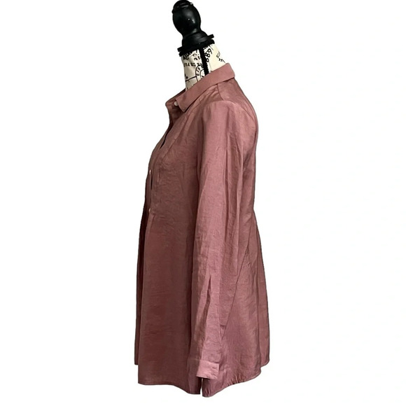 J. Jill Pink Modal Pleated Button Front Blouse XS Lagenlook Boho Peasant Forest - Picture 4 of 10